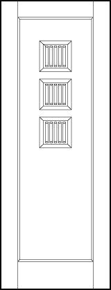 stile and rail art deco custom interior doors with three top square vertical tambour panels and bottom large panel