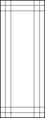 horizontal panel door interior with four vertical and horizontal duel kerf cuts near outside of the door