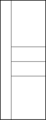 horizontal panel door interior with three horizontal kerf cuts in the center door and one vertical cut on left edge