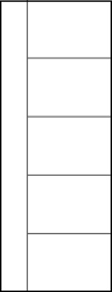 horizontal panel door front entry with four kerf cuts dividing door into five equal sections & horizontal left cut