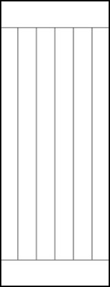 front entry door with six wide vertical planks and top and bottom horizontal planks