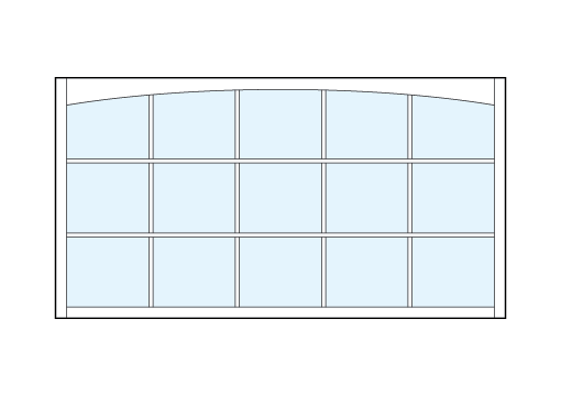 front entry modern transom windows with fifteen square glass panels divided by true divided lites and arch at the top