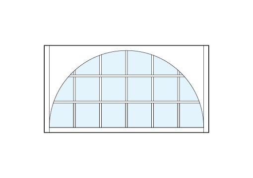 front entry modern transom windows with eighteen square glass panels divided by true divided lites and radius arch