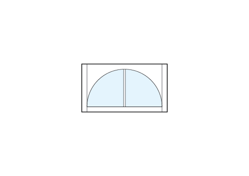 front entry modern transom windows with one vertical true divided lites with radius arch-top