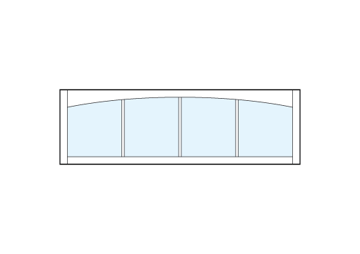 front entry modern transom windows with four vertical true divided lites with arch-top