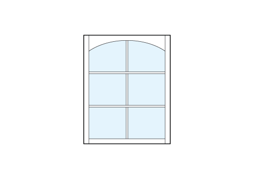vertical front entry craftsman style transom windows with six glass panes true divided lites with arch-top