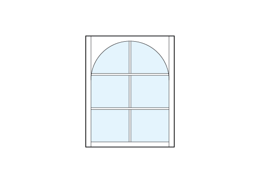 vertical front entry craftsman style transom windows with six glass panes true divided lites with radius-top arch