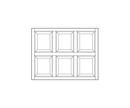 rectangle interior transom window replacement with six square wood panels in two rows