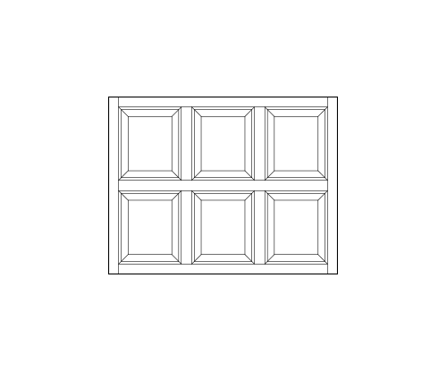 rectangle front entry transom window replacement with six square wood panels in two rows