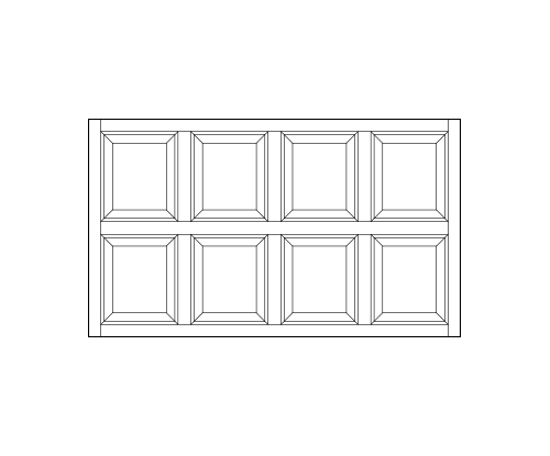 rectangle front entry transom window replacement with eight square wood panels in two rows