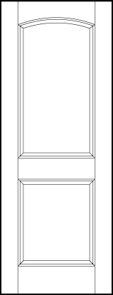 interior custom panel doors with two sunken panels, one rectangle and arch on top and one square on bottom