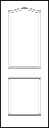 interior custom panel doors with two sunken panels, one rectangle and curved arch on top and one square on bottom