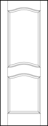 interior custom panel doors with two sunken panels, rectangle on top and small square on bottom all with arches