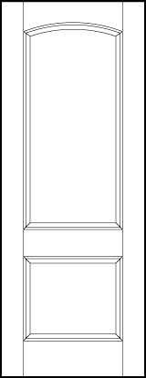 stile and rail interior door with top sunken rectangle and bottom sunken square with curved top arch