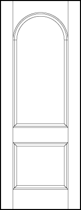 stile and rail interior door with top sunken rectangle and bottom sunken square with half circle top arch