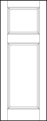 stile and rail front entry door with top square and bottom rectangle sunken panels