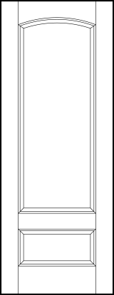 stile and rail interior door with top curved arch rectangle and small bottom horizontal rectangle sunken panels