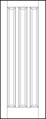 stile and rail front entry door with three tall sunken vertical rectangles