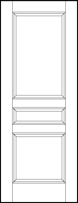 stile and rail interior door with square bottom, horizontal rectangle center, and rectangle top sunken panels