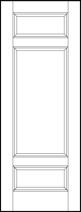 stile and rail interior door with two horizontal rectangles on edges and center sunken panel in center