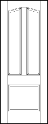 stile and rail interior door with large bottom square and two curved rectangle sunken top panels