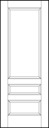 stile and rail front entry door with sunken bottom medium horizontal rectangle, small center, and top sunken panels