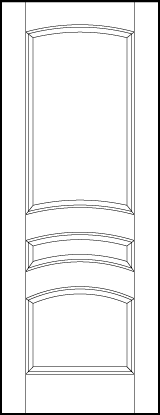 stile and rail front entry door with square bottom, middle small rectangle, and large top curved arch panels