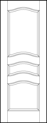 stile and rail front entry door with square bottom, middle small rectangle, and large top arched panels