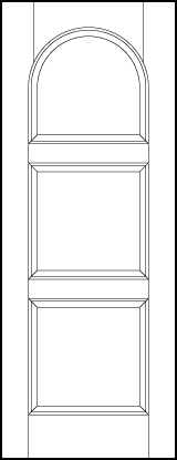 interior flat panel door with three square sunken panels with half circle top