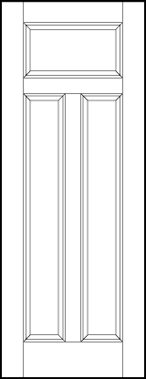 interior flat panel door with top horizontal rectangle and tall vertical bottom rectangle sunken panels