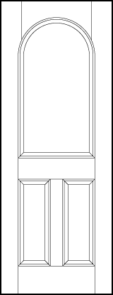 interior flat panel door with radius top vertical rectangle on top and two parallel vertical rectangles on bottom