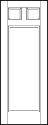 interior flat panel door with two top sunken small squares and large vertical bottom sunken rectangle