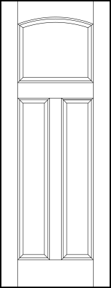 front entry flat panel door with curved arch top square and sunken vertical tall bottom rectangles