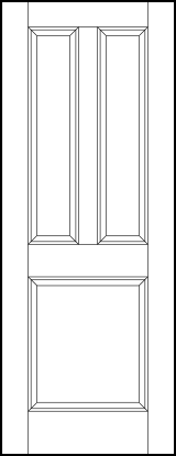 interior flat panel door with two tall sunken rectangle panels and square bottom sunken panel