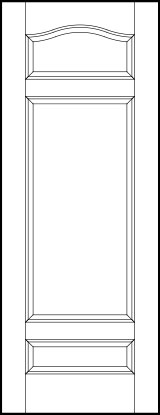 interior flat panel door with curved top horizontal top and bottom rectangles with center sunken panel