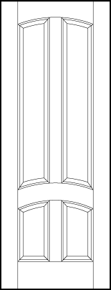 interior flat panel door with two tall top and two short bottom arched sunken panels