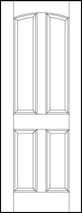 front entry flat panel door two top curved vertical sunken panels and two bottom sunken panels