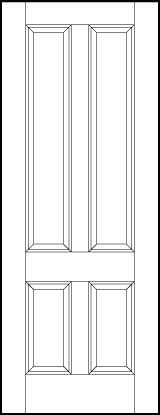 stile and rail interior wood doors with four sunken panels, two bottom short and tall top panels