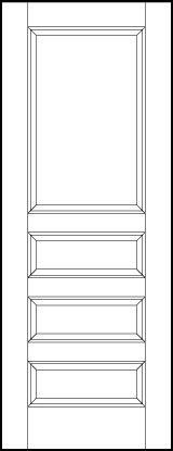 stile and rail interior wood doors with large sunken top panel and three same sized horizontal panels