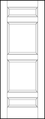 stile and rail interior wood doors with two center square panels and tall top and bottom rectangle panels