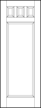 stile and rail interior wood doors with three small sunken rectangles on top and large bottom sunken panel