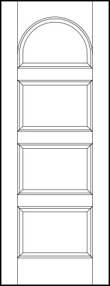 stile and rail interior wood doors with four horizontal panels with radius top arch