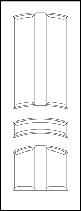 stile and rail front entry wood doors with five curved arch sunken panels