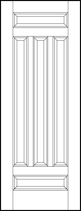 stile and rail interior wood doors with three center tall sunken panels with top and bottom horizontal panels
