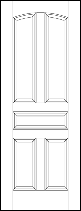 stile and rail interior wood doors with two arched top panels, horizontal center and medium bottom panels