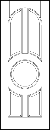 radius top stile and rail interior wood doors with four tall arched panels around circle center panel 