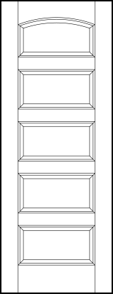 stile and rail interior wood doors with five equally sized sunken panels with top arch