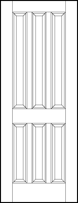 stile and rail interior wood doors with six long vertical parallel sunken panels 