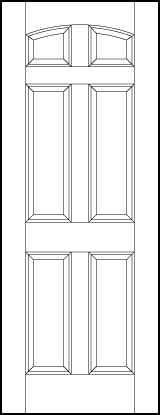 stile and rail interior wood doors with four tall sunken panels on bottom and small top squares with slight arch