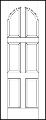 stile and rail interior wood doors with six vertical rectangle sunken panels with radius arch top